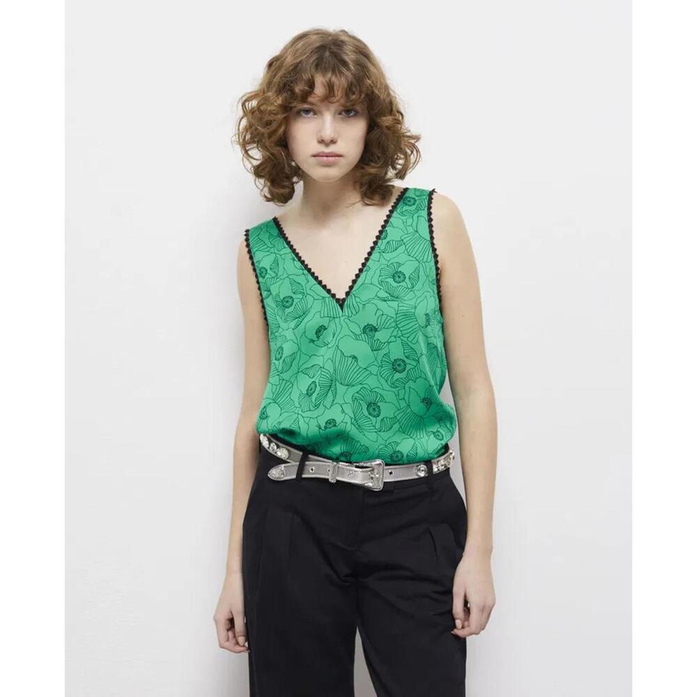 The Kooples Printed Top With Lace Details 100% Viscose US XS / FR 0 NWT $185